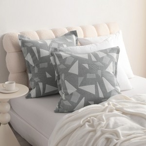 2 Pack Triple-Layer Cotton Pillow Shams, Breathable Thermal Yarn-Dyed Pillowcases, 26x26 Inches - NTBAY - 1 of 4