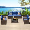 5-Piece Patio Wicker Conversation Sofa Set with Coffee Table,Rattan Sofa Chair with Cushion - 3 of 4