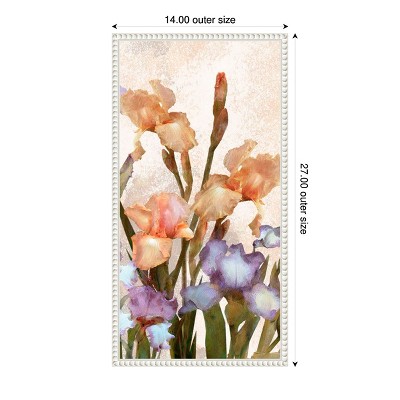Vertical Botanical Irises Canvas Print with White Frame