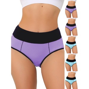 INSPIRE CHIC Women's High Waist Tummy Control Color-Block Available Briefs 6 Packs - 1 of 4