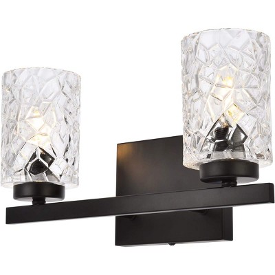 Cassie 2-Light Black and Clear Glass Bath Sconce