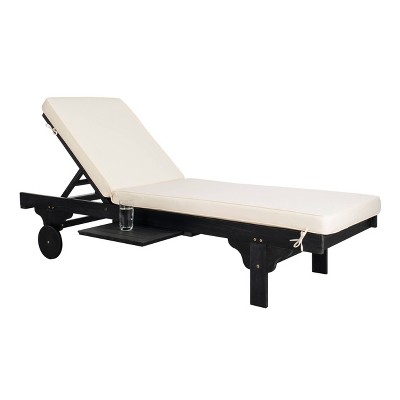Newport Chaise Lounge Chair With Side Table - Black/White - Safavieh
