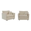 Wood Frame Accent Chair for Living Room Set of 2,Chenille Upholstered Accent Armchair with Toss Pillow,Modern Side Chair for Bedroom-Coolbibila - 2 of 4