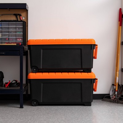 IRIS 2pk 169qt Store-It-All Rolling Storage Tote with Handle Black