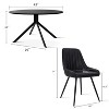 5-Piece Black Round Dining Table Set, 43'' Pedestal Table with 4 Faux Leather Upholstered Chairs, Modern Kitchen & Dining Furniture-Maison Boucle - 4 of 4