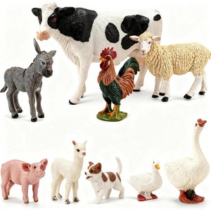 9-Piece Realistic Farm Animal Toys Set, Plastic Cow Sheep Pig Figurines for Toddlers, Educational Learning Toys - 1 of 4