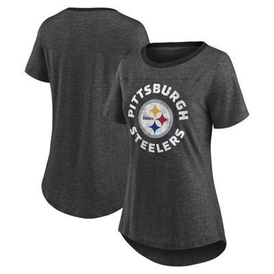 Nfl Pittsburgh Steelers Women's Roundabout Short Sleeve Fashion T-shirt ...