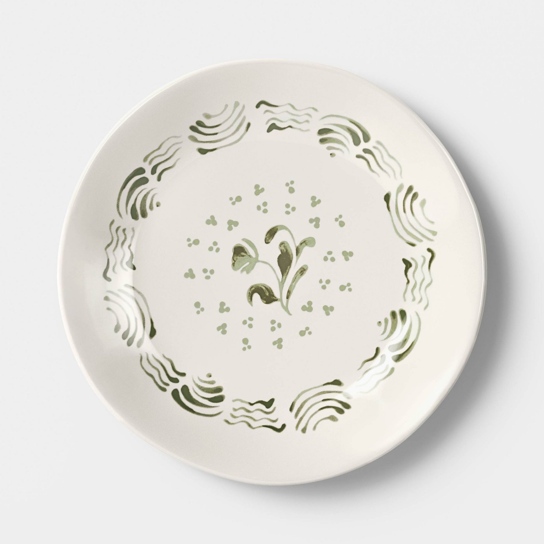 8.5" Stoneware Aralia Salad Plate Hand Painted Green - Threshold™