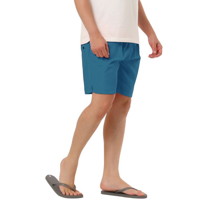 TATT 21 Men's Holiday Beach Elastic Waistband Surfing Mesh Lining Solid Board Shorts, 5 of 7