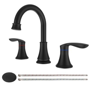 Brushed 2-Handle Widespread Bathroom Sink Faucet, Lavatory Tap with 3-Hole Configuration and 360� Swivel Spout for Vanity Basin - 1 of 4