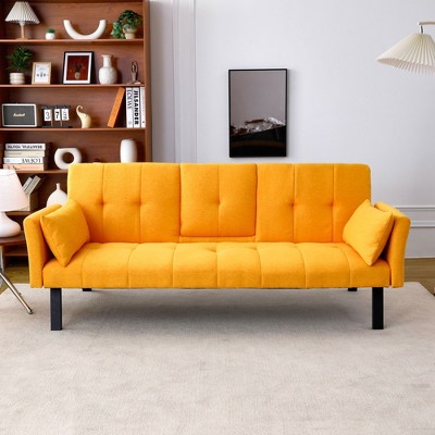 NicBex Modern Tufted Loveseat Sofa Couch with Foldable Cup Holder & Black Legs,2-Seat Lounge Sofa for Living Room,Apartment