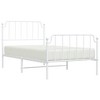 vidaXL Twin XL Metal Bed Frame with Headboard & Footboard, Sturdy Steel, White, No Mattress - 2 of 4