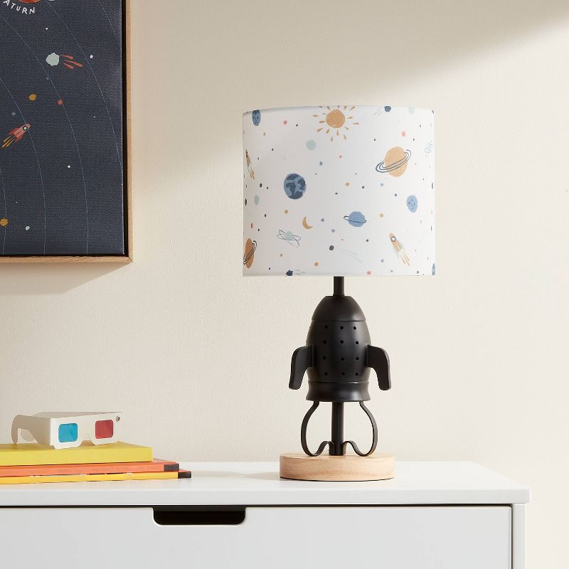 Spaceship Figural Kids' Table Lamp Black - Pillowfort™, 4 of 8