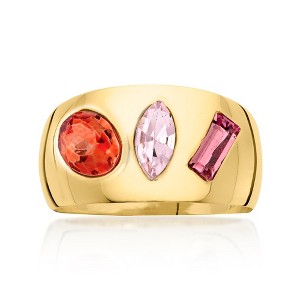 Ross-Simons 14kt Yellow Gold-Plated Ring With Simulated Tonal-Pink and Red Gemstones - 1 of 4