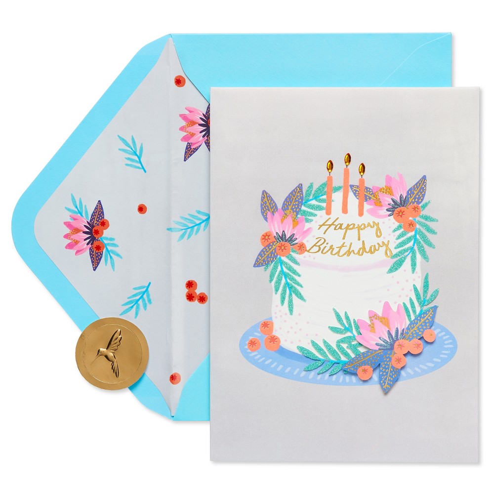 Papyrus Birthday Card Floral Berries Cake