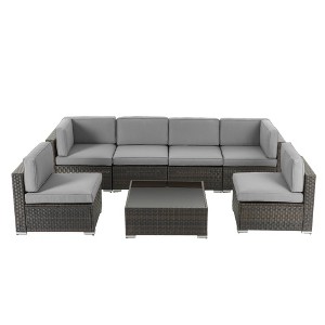 GODEER 7pc Wicker Outdoor Conversation Set - 1 of 4
