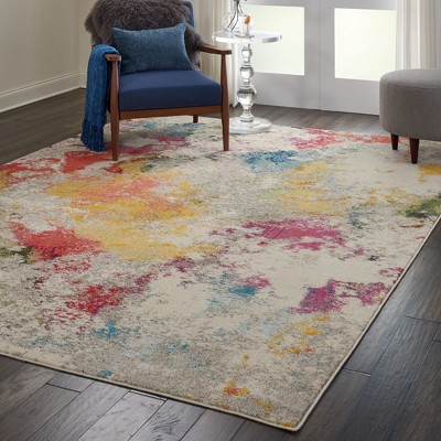 Ivory Abstract Hand-knotted 9' x 12' Synthetic Rug