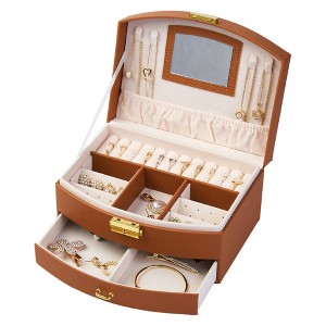 Small PU Leather Jewelry Box With Mirror - 1 of 4