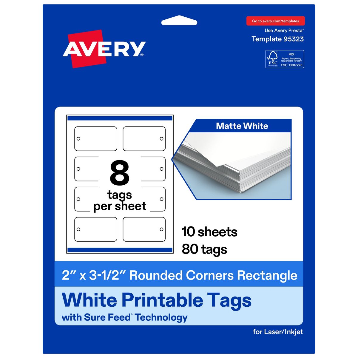 2" x 3-1/2" Rectangle Rounded Corners, Matte White Printable Tags - thumbnail 10
