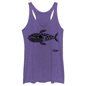 Women's Nintendo Legend of Zelda Link's Awakening Whale Hieroglyphic Racerback Tank Top - 1 of 3