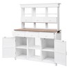 Tall Garden Potting Bench with Hutch, 6 Drawers, 2 Cabinets & Side Hooks, Fir Wood, Indoor/Outdoor Workstation - 3 of 4