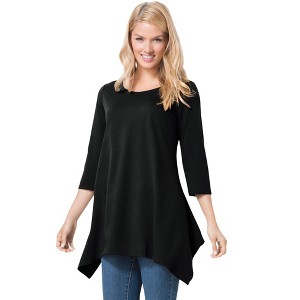 Woman Within Plus Size French Terry Handkerchief Hem Tunic - 1 of 4