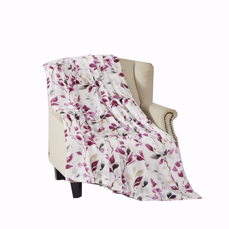 RT Designer's Collection Leaves Printed Premium Flannel Throw Blanket 50" x 60" Multicolor, 1 of 5