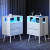 Vynxaria 2 Pack Modern Nightstand with Charging Station, LED Light & Fabric Drawers - Stylish & Functional Bedside Tables - 4 of 4