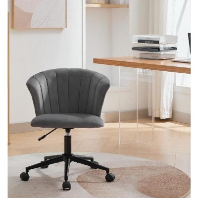 NicBex Office Chair with Adjustable Height Modern Rotatable Velvet Vanity Chair Computer Chair with 5 Wheels for Office, Study, Bedroom, Gray