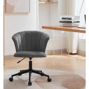 NicBex Office Chair with Adjustable Height Modern Rotatable Velvet Vanity Chair Computer Chair with 5 Wheels for Office, Study, Bedroom, Gray - 1 of 4