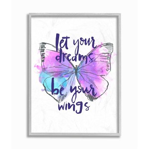Stupell Industries Dreams Quote Purple Blue Butterfly Inspirational Sketch - 1 of 4