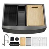 33x22 Inch Farmhouse Workstation Gunmetal Black All In One Kitchen Sink 18 Gauge Stainless Steel Single Bowl Sink With Faucet - 3 of 4
