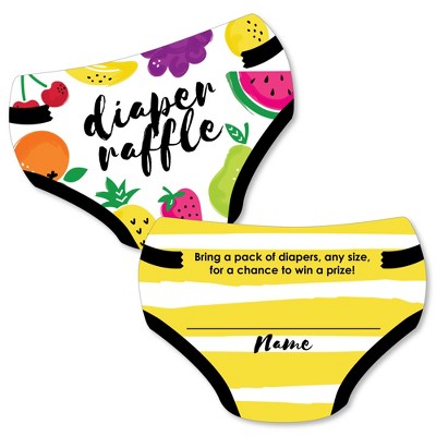 Big Dot of Happiness Tutti Fruity - Diaper Shaped Raffle Ticket Inserts - Frutti Summer Baby Shower Activities - Diaper Raffle Game - Set of 24