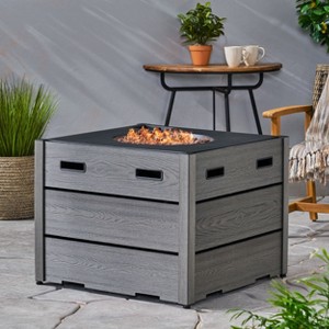 40,000 BTU Square Outdoor Fire Pit with WPC Base and Lightweight Concrete Top - 1 of 4