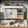 YOOCOZZ Farmhouse Rolling Kitchen Island Cart with Drop Leaf, Power Outlet, Sliding Doors and Large Storage Space - 3 of 4