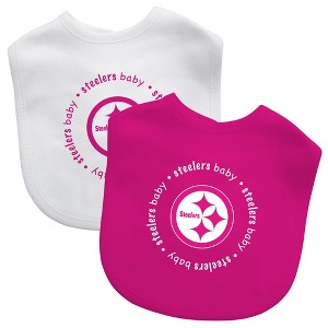 BabyFanatic Officially Licensed Pink Unisex Cotton Baby Bibs 2 Pack -  NFL Pittsburgh Steelers - 1 of 3