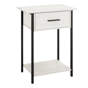 FONTOI End Tables with 2 Tier with Storage Drawer and Shelves, Small Contemporary Side Table Ideal for Living Room, White, 26"*14"*4" - 1 of 4