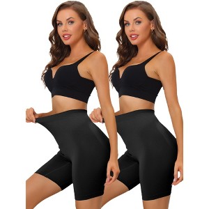 Allegra K Women's High Waisted Slimmers Tummy Control Slip Panties Shapewear 2 Pcs - 1 of 4