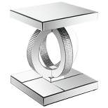Breena Mirrored End Table with Acrylic Crystals Silver - Coaster