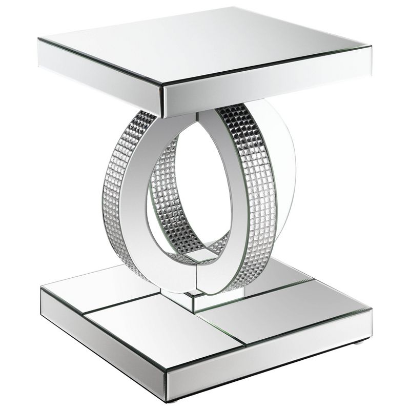Breena Mirrored End Table with Acrylic Crystals Silver - Coaster, 1 of 6