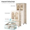 MAYEERTY Four Layers Folding Plastic Storage Cabinet Wardrobe with Magnetic Door Wheels 10 Hangers for Small Space White - 4 of 4