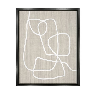 Stupell Industries Minimal White Line Beige Grain Pattern Modern
