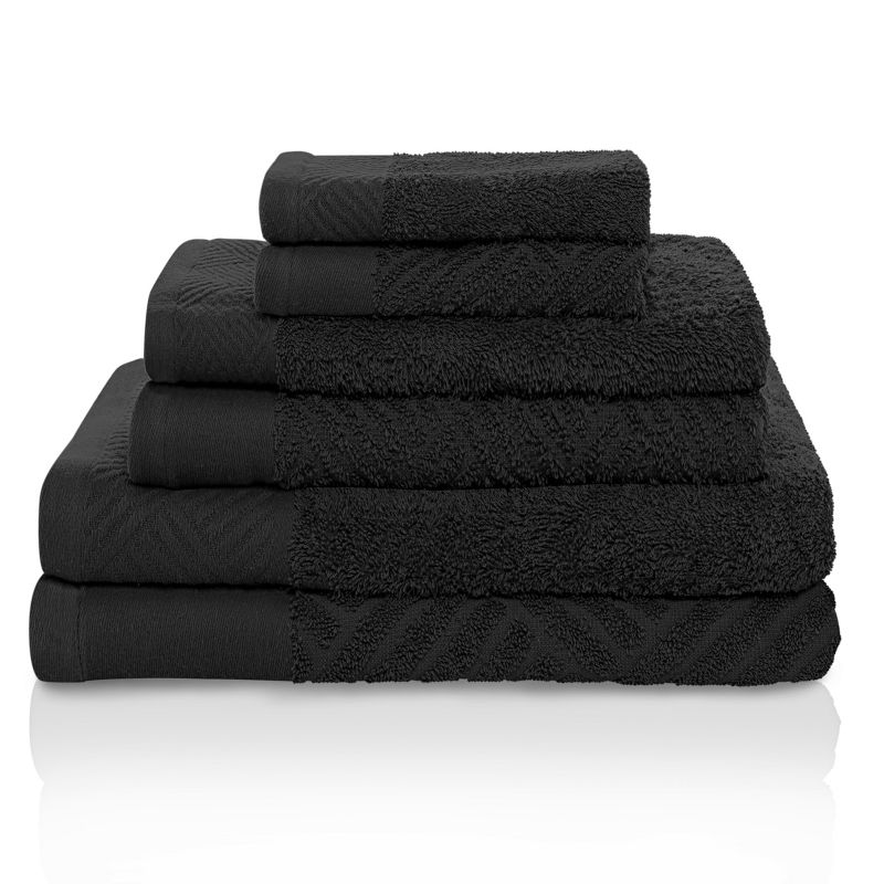 Basketweave Jacquard Cotton Modern Absorbent 6-Piece Towel Set by Blue Nile Mills, 1 of 5