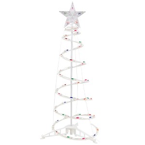 Northlight Lighted Spiral Outdoor Christmas Cone Tree with Star - 3' - Multi-Color Lights - 1 of 4