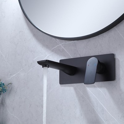 Matte Black Single-Handle Wall-Mount Bathroom Faucet