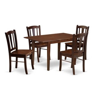 5-Piece Mahogany Finish Solid Wood Top - Dining Room Set  - Seats-4 - 1 of 4