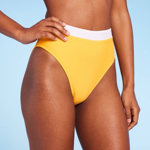 Women's High Waist Cheeky Wide Band Bikini Bottom - Shade & Shore™ Gold M :  Target