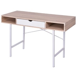 vidaXL Desk with 1 Drawer Oak and White - 1 of 4