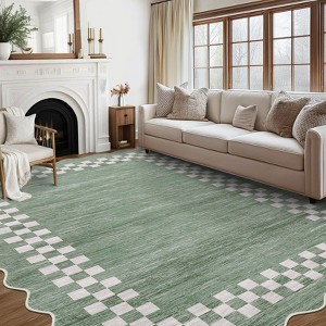 Washable Area Rug Soft Non-Slip Scalloped Carpet - 1 of 4