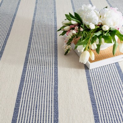 Ivory Striped Handwoven Cotton Area Rug 8' x 10'